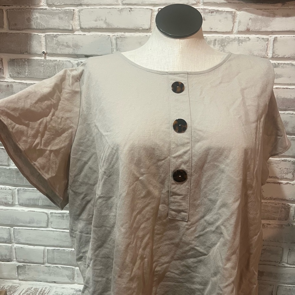 Alfani Taupe Buttoned Women's Blouse